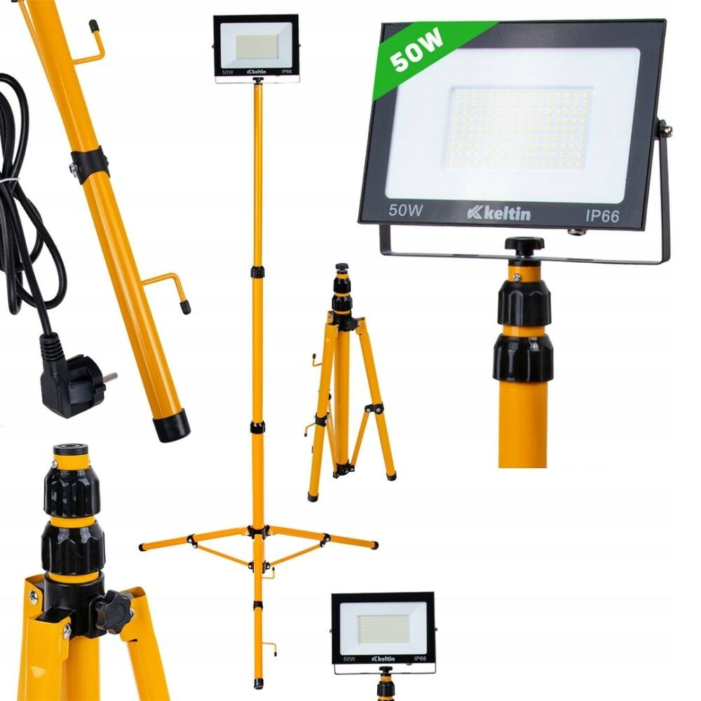 50W LED FLOODLIGHT WITH TELESCOPIC CONSTRUCTION TRIPOD AND CABLE - COLOUR