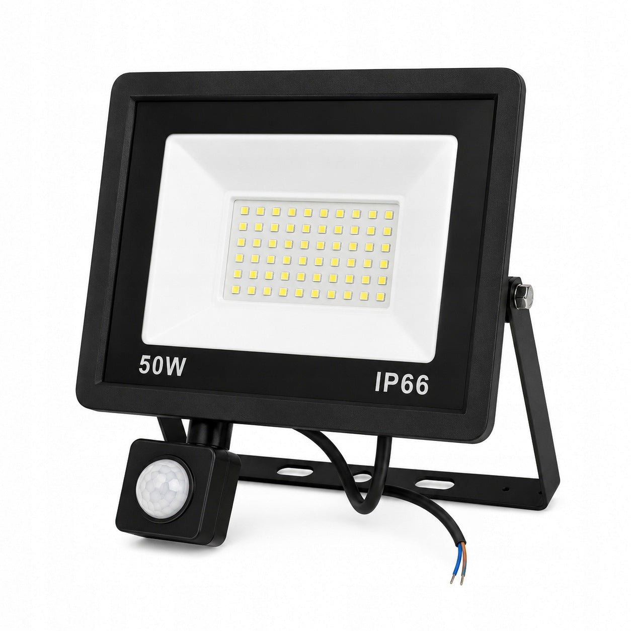 50W LED Floodlight With PIR Motion Sensor IP66 3000K Warm White 230V