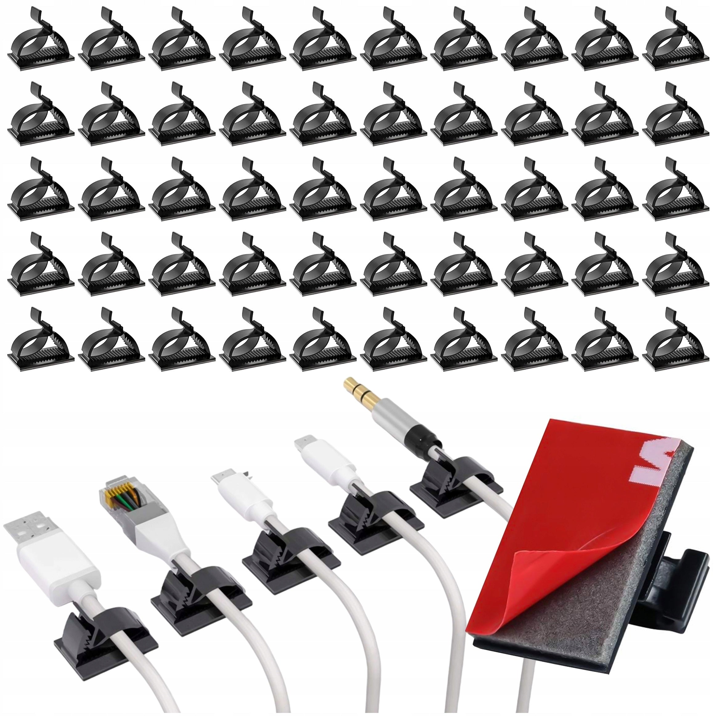 50x CLIPS self-adhesive cable holder ORGANIZER wires 3M Alogy [50pcs Brand Alogy