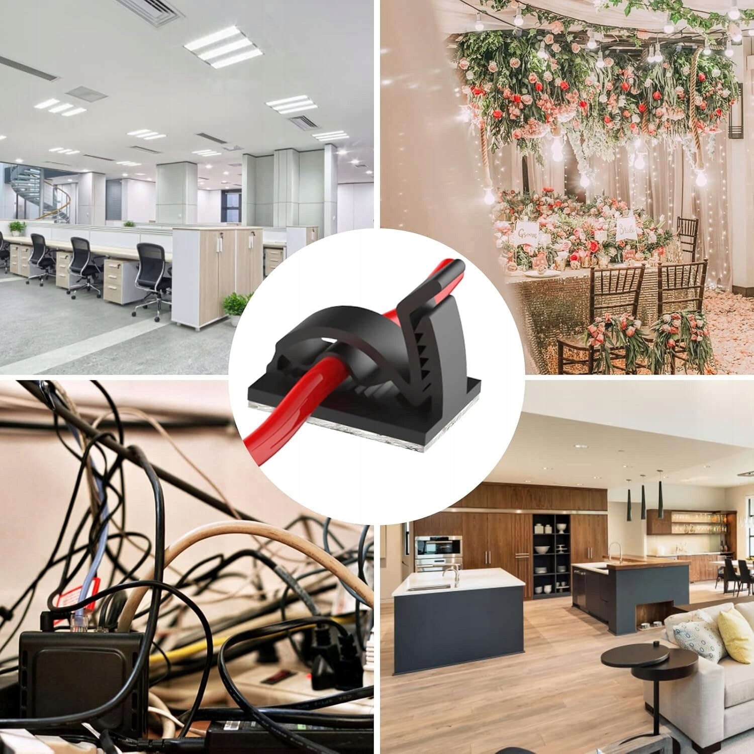 50x CLIPS self-adhesive cable holder ORGANIZER wires 3M Alogy [50pcs Color black