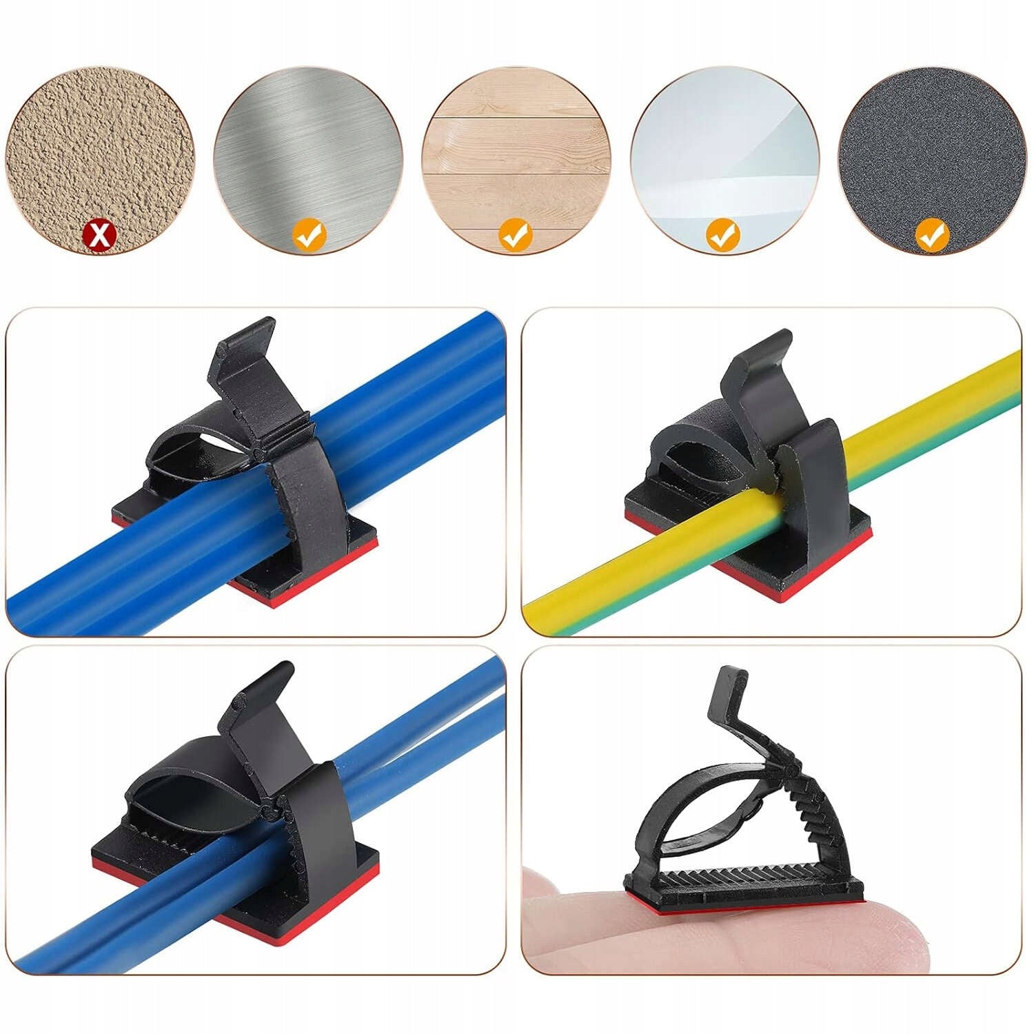 50x CLIPS self-adhesive cable holder ORGANIZER wires 3M Alogy [50pcs Manufacturer code Klipsy na kable przewody [50szt] 73460
