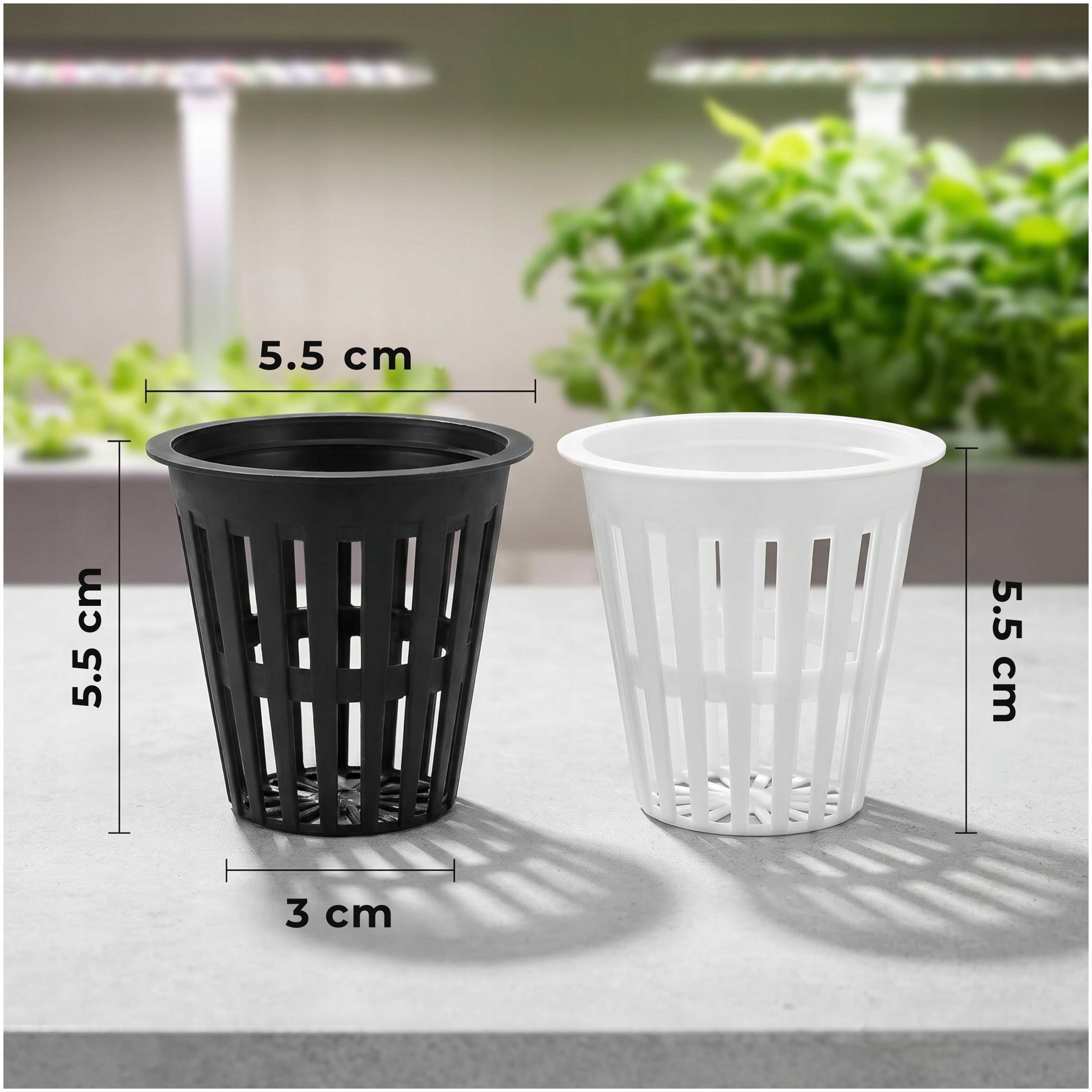 50x MESH POTS HYDROPONICS BASKETS FOR HYDROPONIC SEEDLING CULTIVATION Color white black