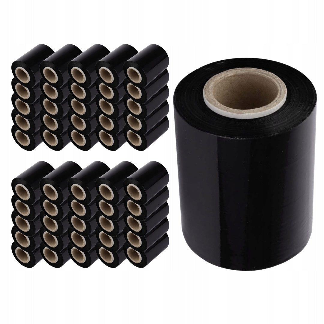 50x STRETCH FILM MINIRAP BLACK 0.3KG 10 CM FOR WRAPPING SMALL PACKAGES