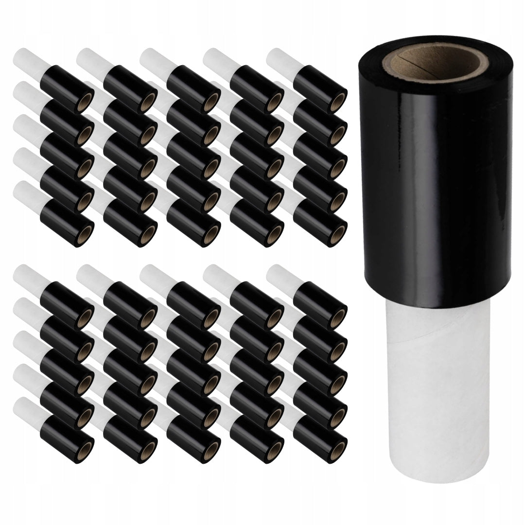 50x STRETCH FILM MINIRAP BLACK 0.45KG 10 CM FOR WRAPPING SMALL PACKAGES