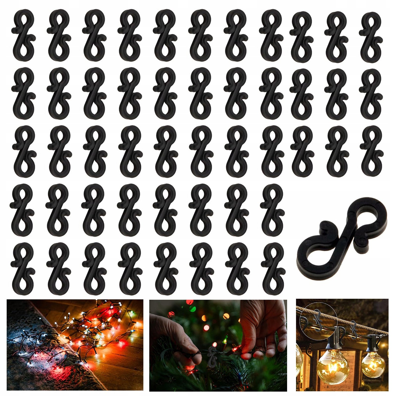 50x STRONG Gutter Hooks for Christmas Lights Gutter Hangers Lights