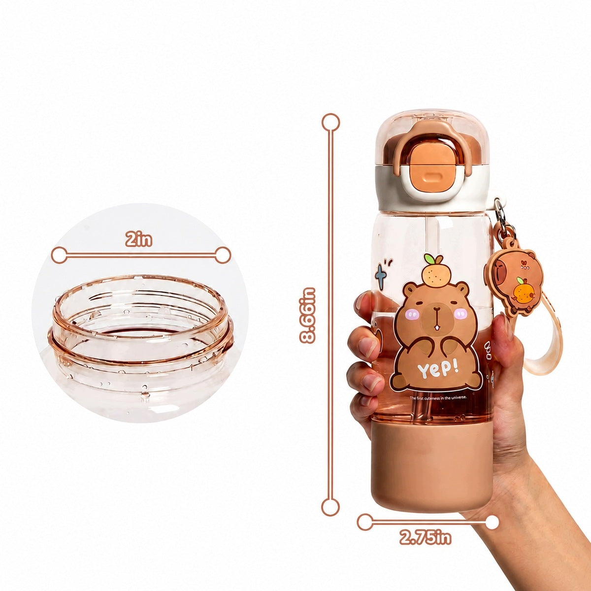 510ml KAPIBARA water bottle with lock SOFT STRAW mouthpiece MUG NEW Brand no brand