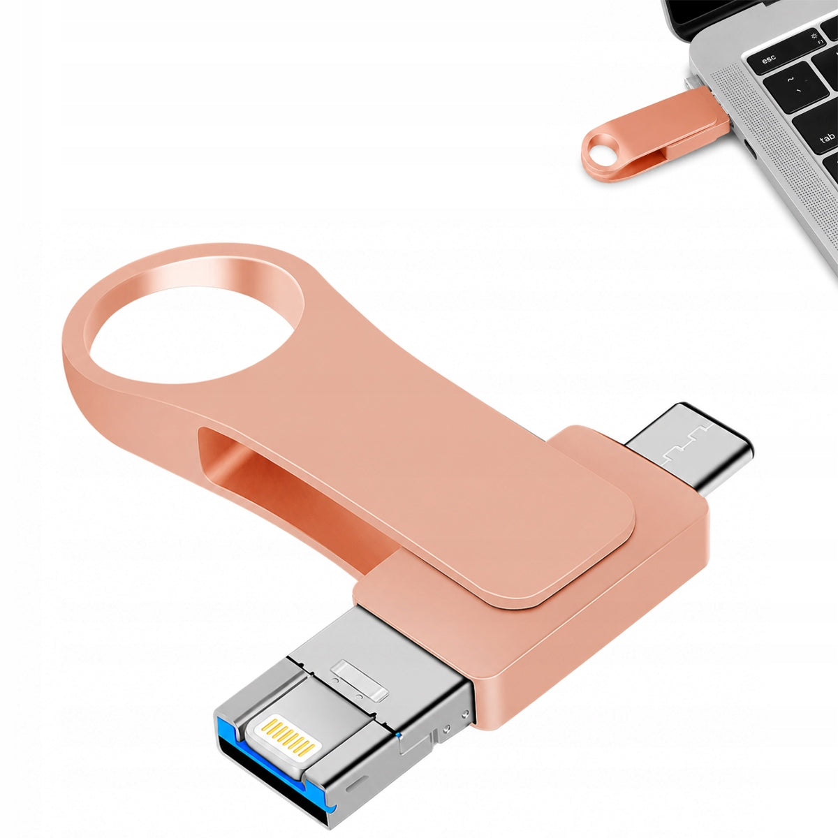 512GB 4in1 flash drive – USB-C, Lightning, Micro-USB, USB-A, pink