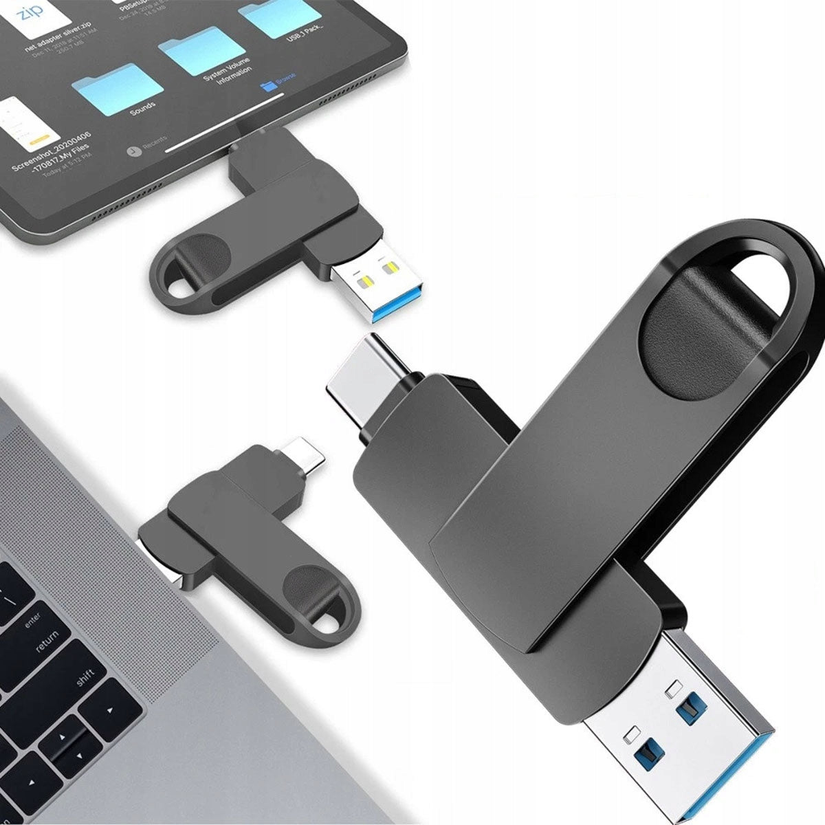512GB USB-C & USB-A 2-in-1 Flash Drive - Rotate Design - Black