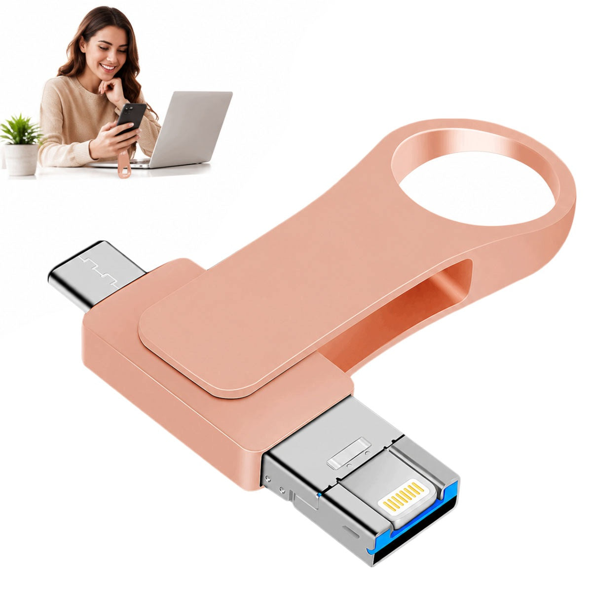 512GB USB Flash Drive - USB 3.0, USB-A, USB-C, Lightning - Fast 100MB/s USB Storage