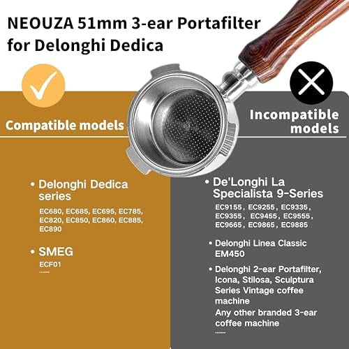 51MM STAINLESS STEEL BOTTOMLESS PORTAFILTER WITH WOODEN HANDLE Manufacturer code B087WM4T7J