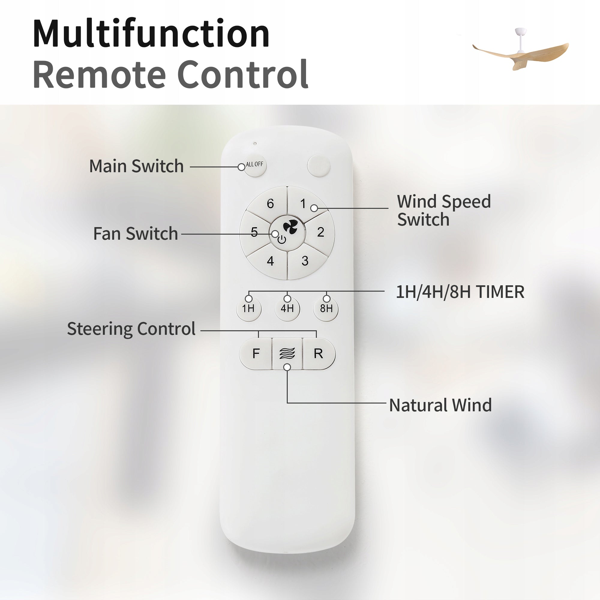 52" Brown Indoor Ceiling Fan with 6-Speed Remote Control, 3 Blades EAN (GTIN) 0699989753221