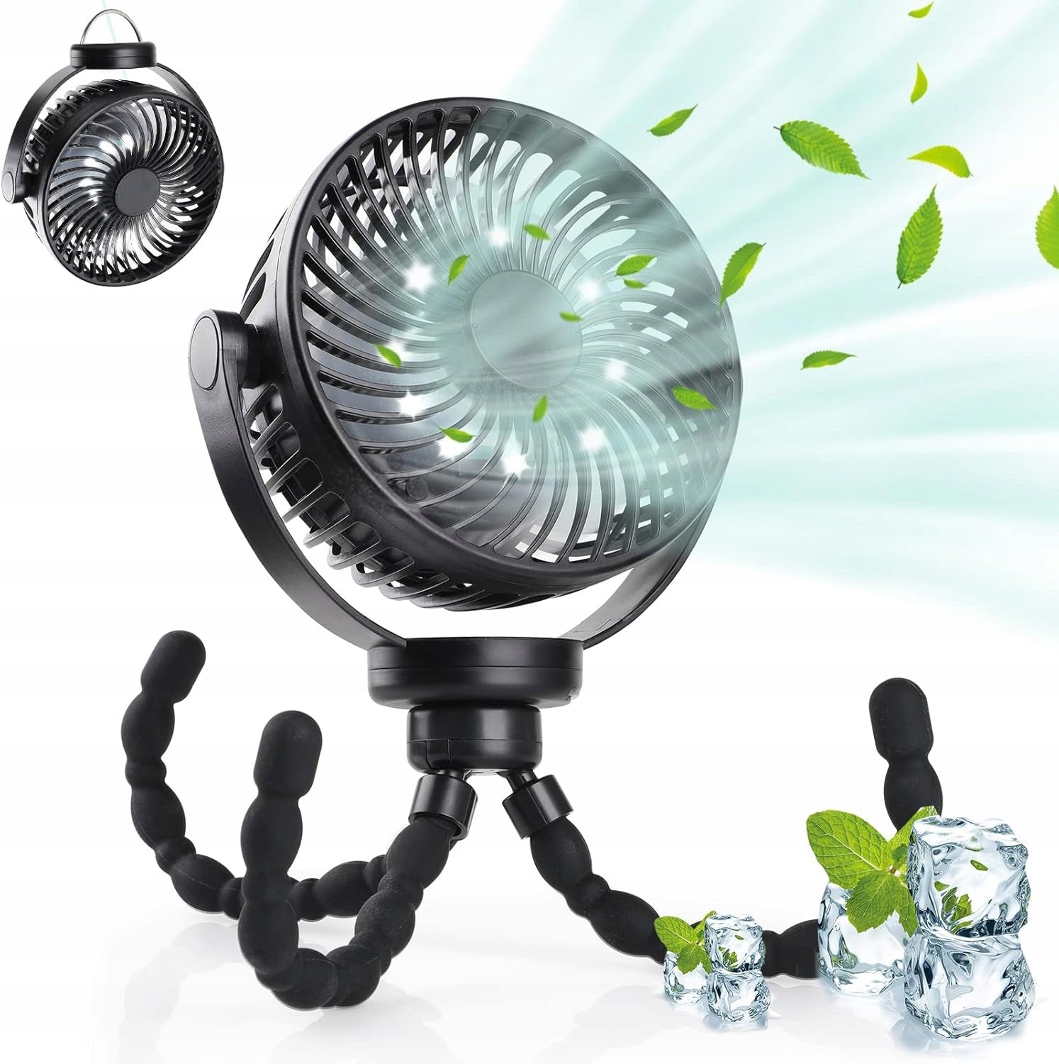 5200MAH LED 360° PORTABLE FAN FOR OFFICE TENT TROLLEY