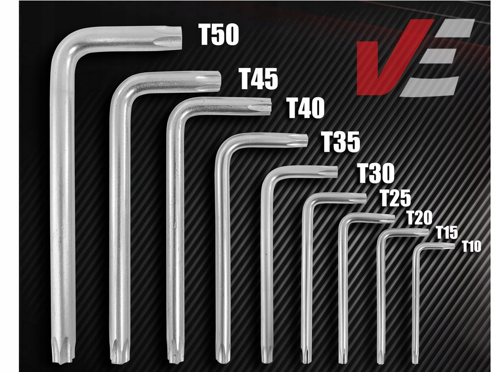 Torx raktų rinkinys T10–T50, 9 vnt.