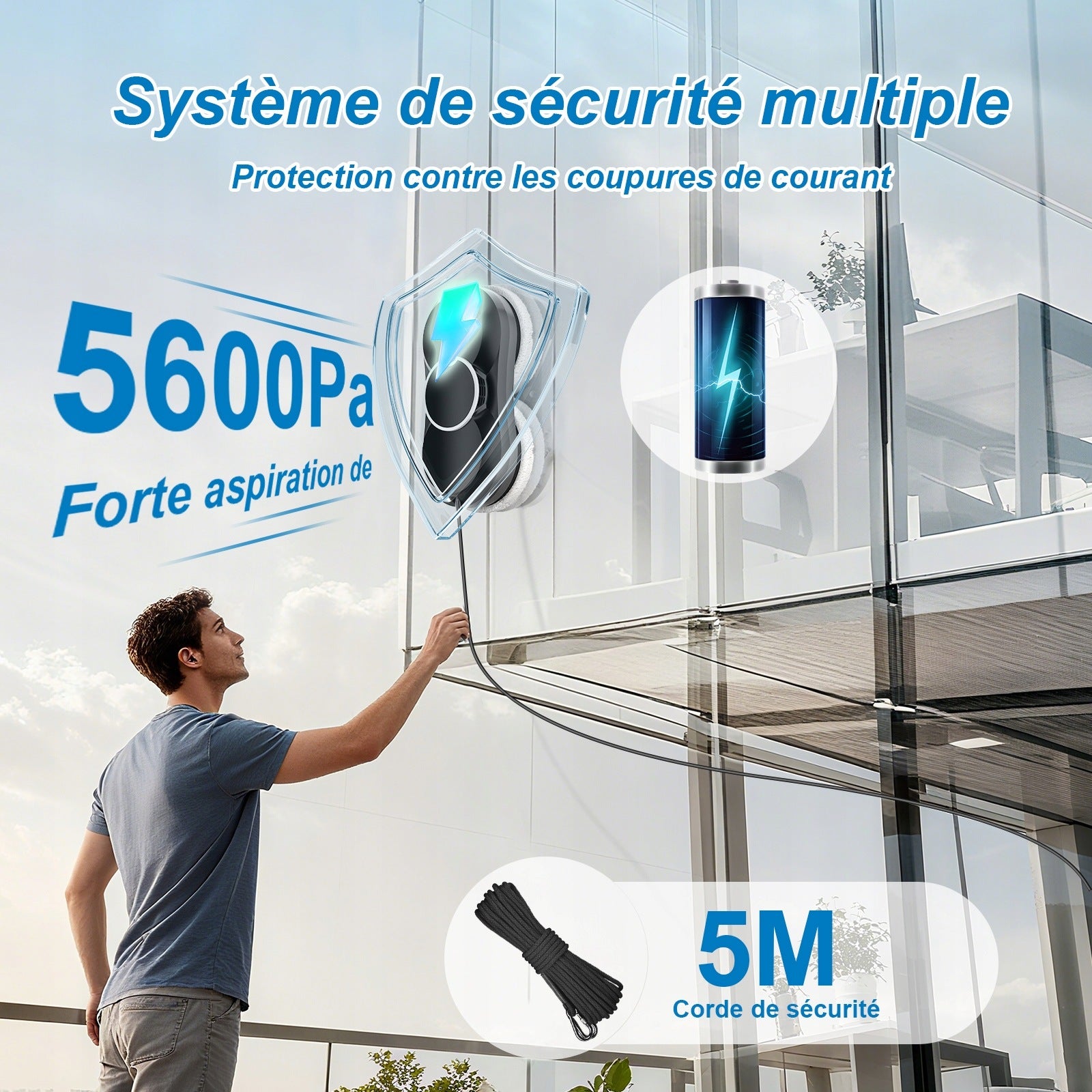 5600Pa Window Cleaning Robot Automatic with Water Spray & AI Navigation Packaging status original