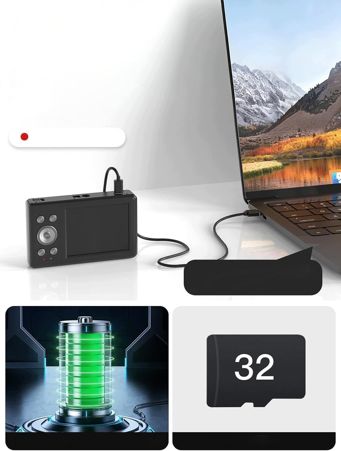 56MP PORTABLE DIGITAL CAMERA WITH FILTERS AND 32GB MEMORY CARD