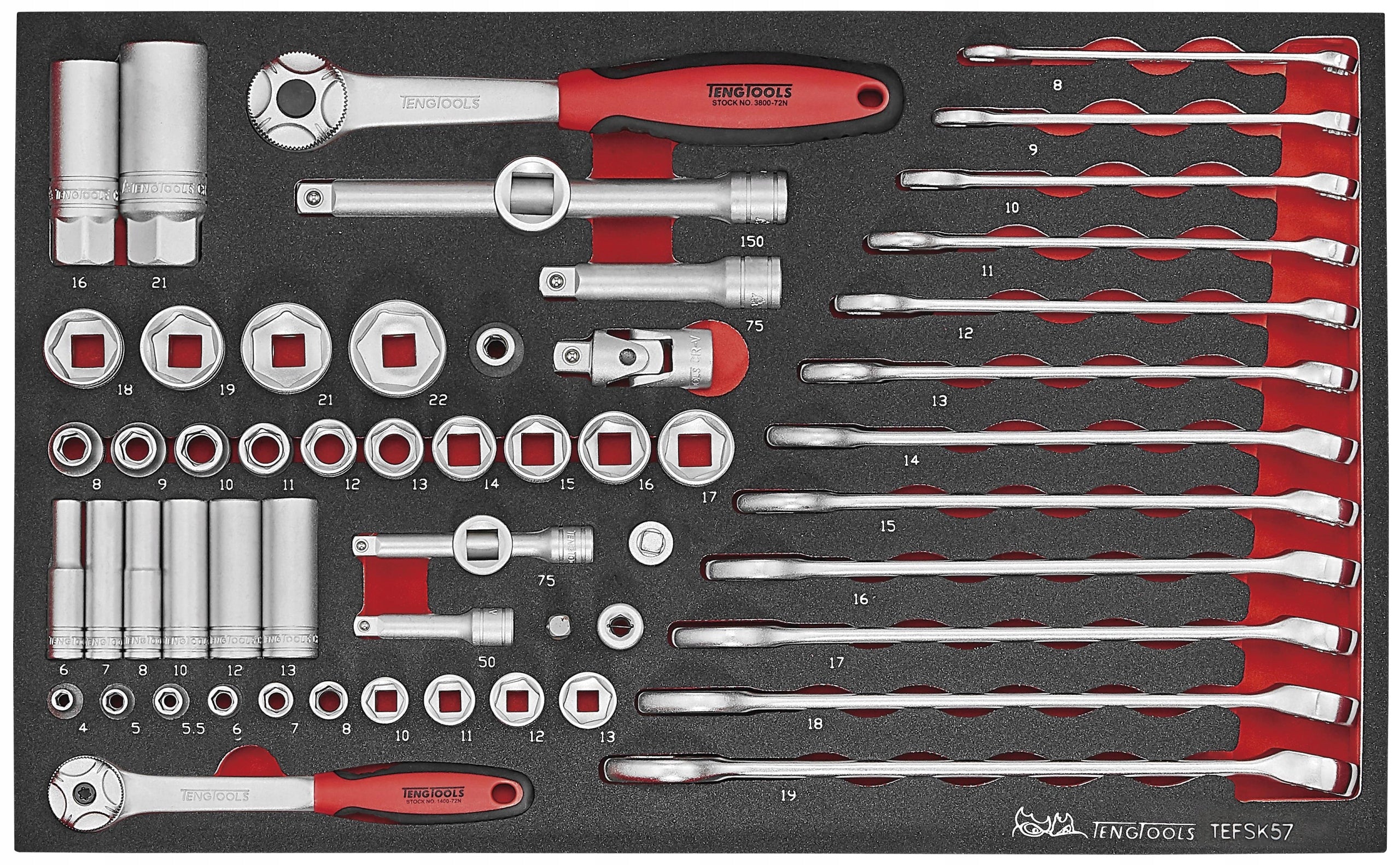 57-PIECE SET OF TOOLS TEFSK57 SPONGE CARTRIDGE TENG TOOLS