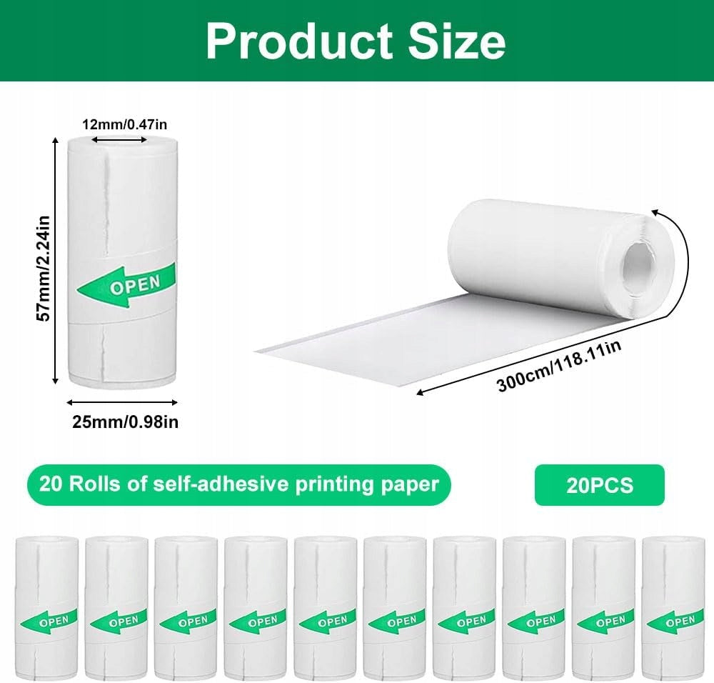 57X25MM 20 ROLLS SELF ADHESIVE THERMAL PAPER FOR PRINTING Manufacturer code PAPIER TERMICZNY SAMOPRZYLEPNY DRUKARKA