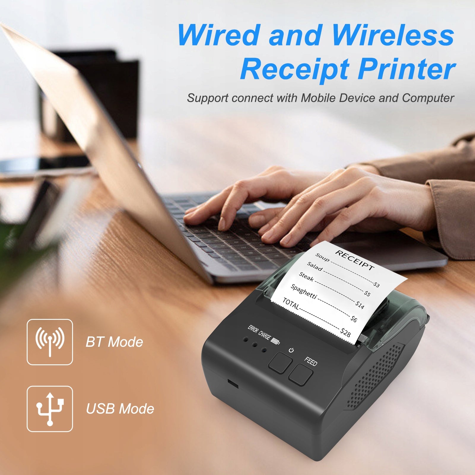58mm Portable Mini Thermal USB BT HU Reflecting Printer Brand no brand