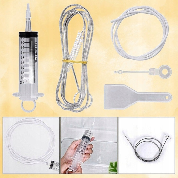 5IN1 DRAIN REFRIGERATOR CLEANING KIT UNIVERSAL LARGE SYRINGE HOSE Purpose metal