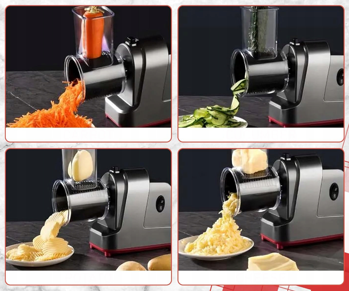 5IN1 ELECTRIC VEGETABLE GRATER 5x BLADES 500W ZOSUDULL VSQ-S6 Power 500 W