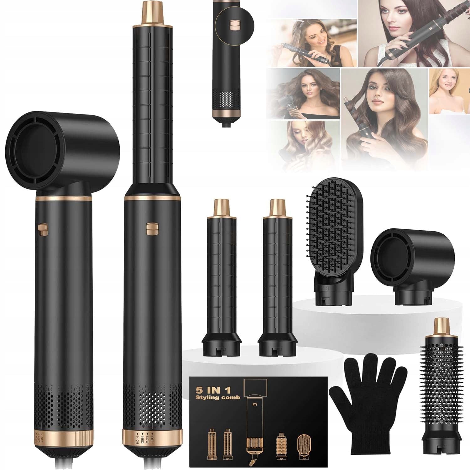 5IN1 HAIR DRYER WITH CURLER AND STRAIGHTENER NEGATIVE ION TECHNOLOGY