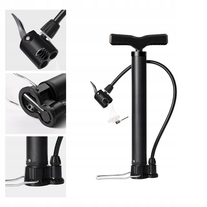 5IN1 HANDHELD FOOT BIKE PUMP FOR BIKE BALL STRONG WITH CAR HOSE Color black