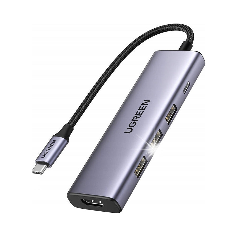 5IN1 MULTIFUNCTIONAL HUB ADAPTER USB-C 3X USB-A HDMI 4K PD 100W GREY