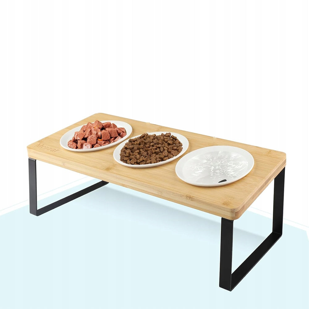 5IN1 PET FEEDING RACK SET WITH 3 CERAMIC BOWLS AND MAT Packaging status original