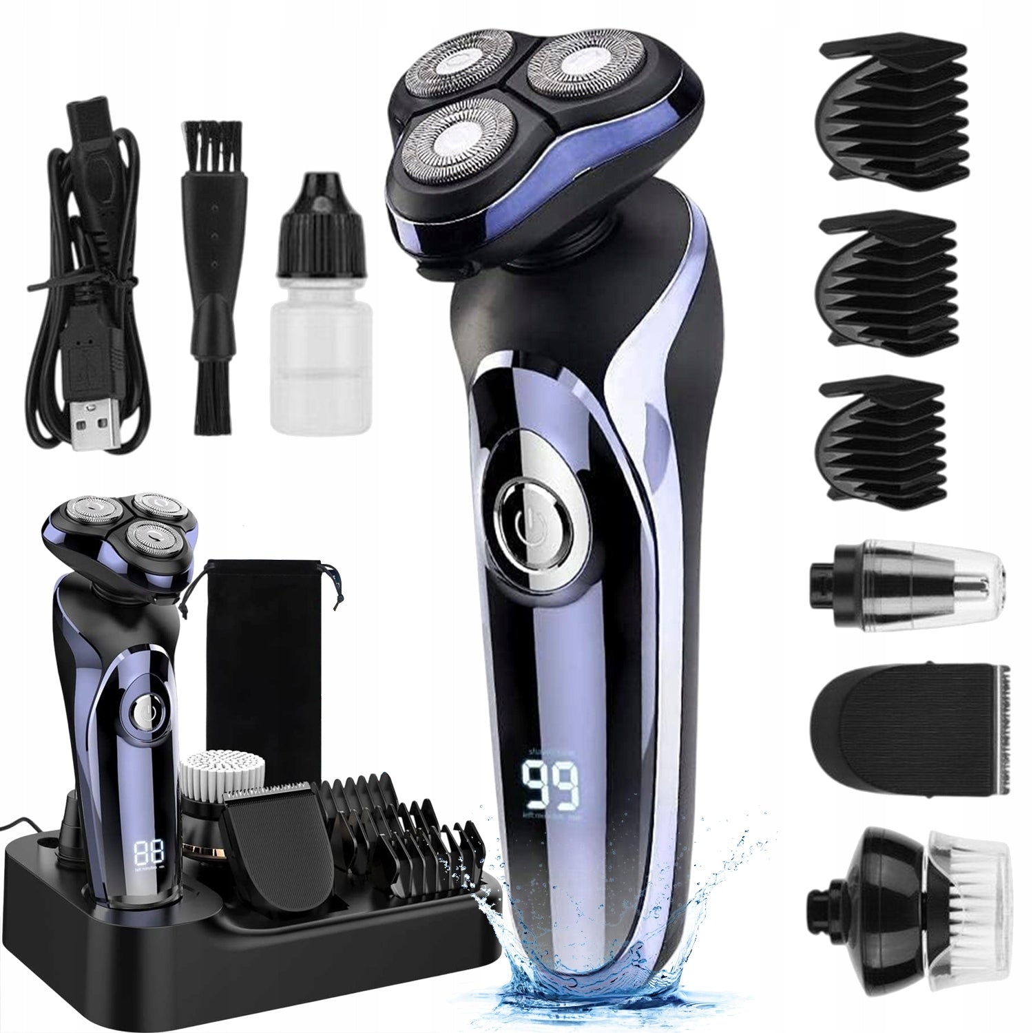 5IN1 SHAVER MEN'S 4D RAZOR FLOATING DOUBLE TRACK BLADES