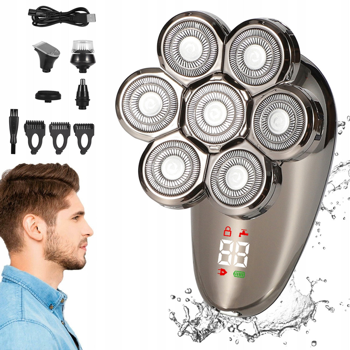 5IN1 WIRELESS MEN'S FACIAL SHAVING SHAVER