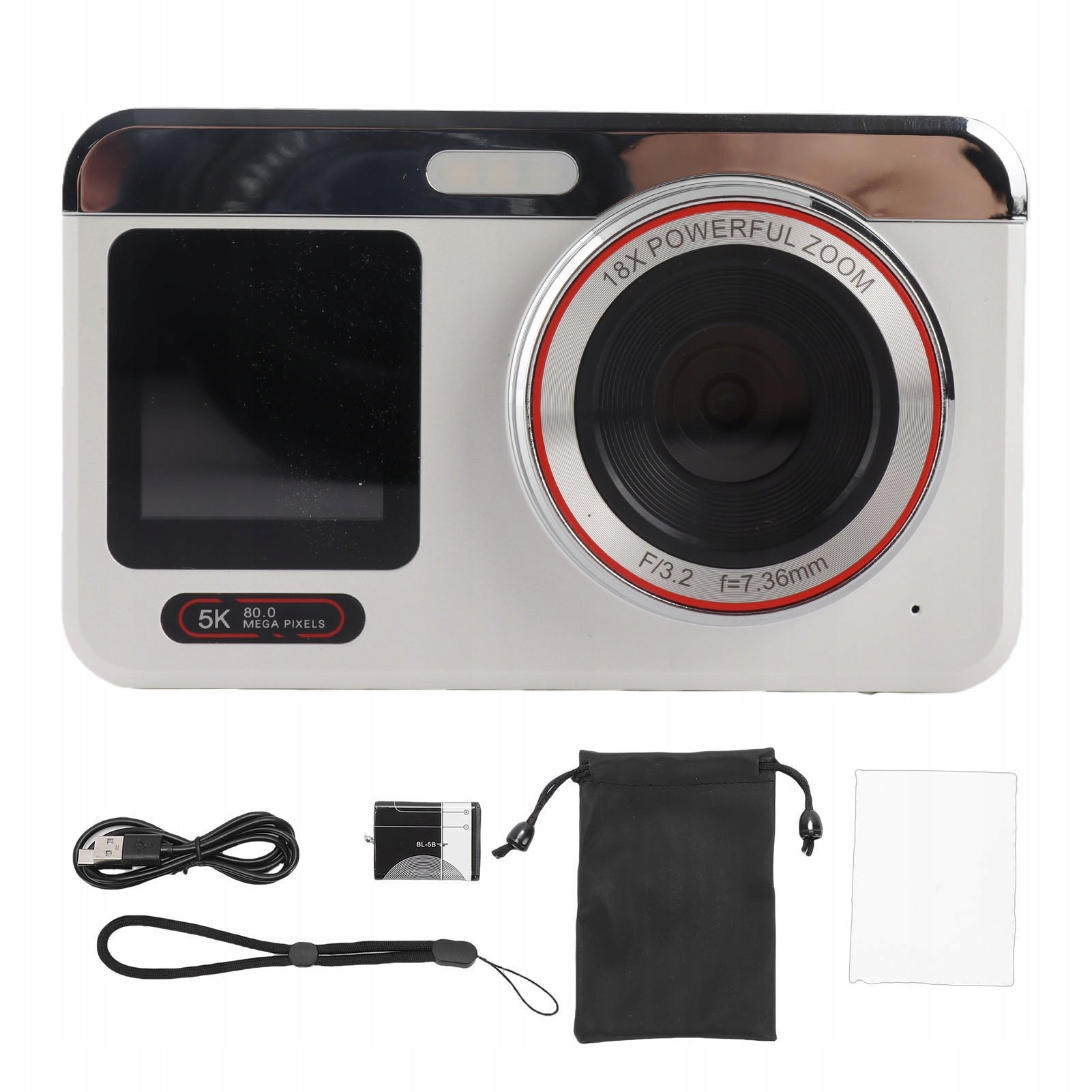 5K 80 MP digital camera with dual screen and autofocus. Camera with 62 Brand no brand
