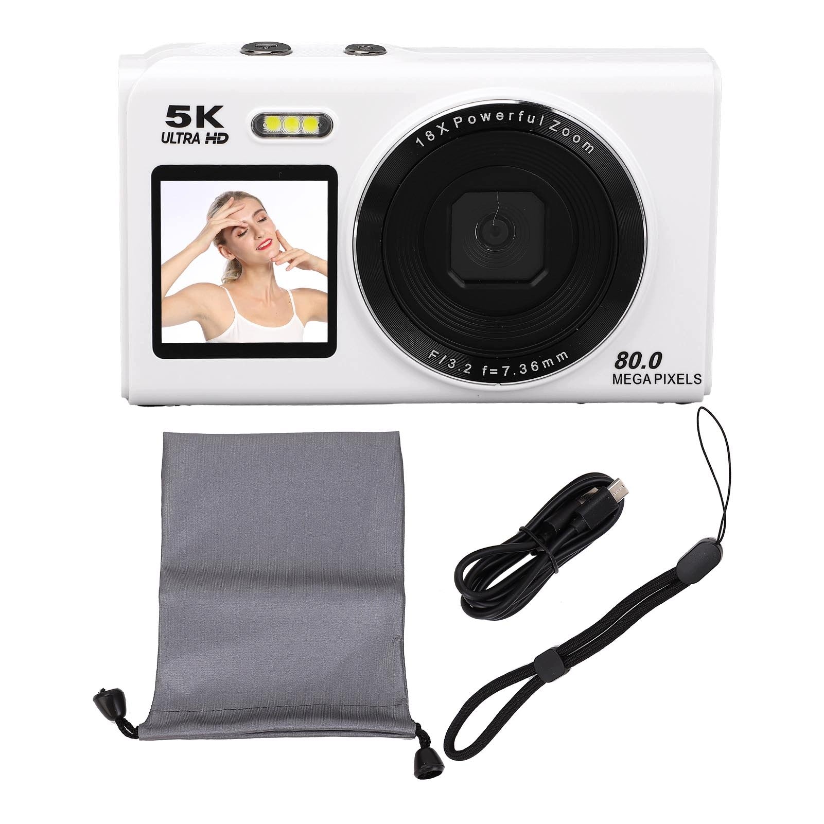 5K 80MP Digital Camera with Dual Screen and Auto Focus, 18x IU Brand no brand