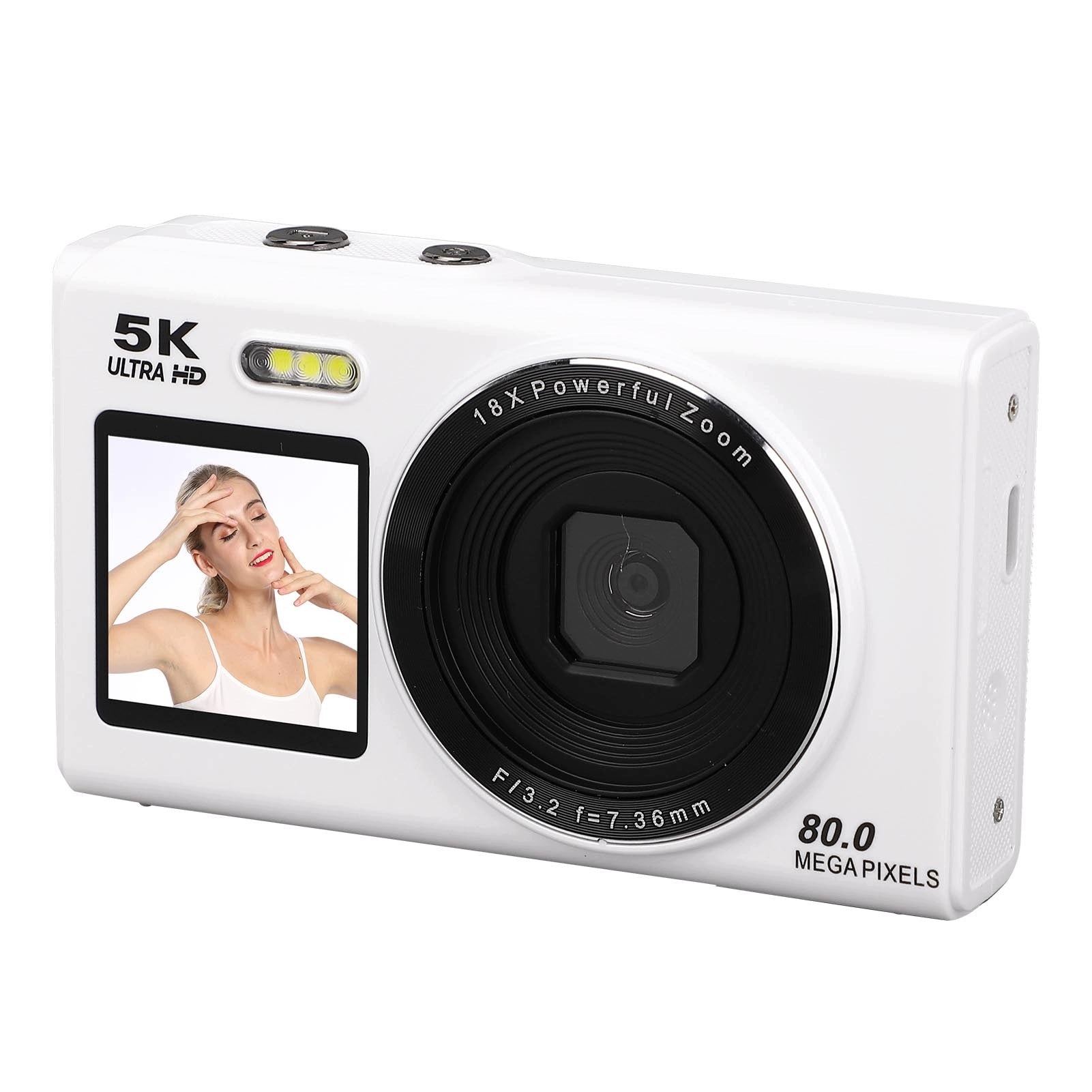 5K 80MP Digital Camera with Dual Screen and Auto Focus, 18x IU Resolution 1 Mpx