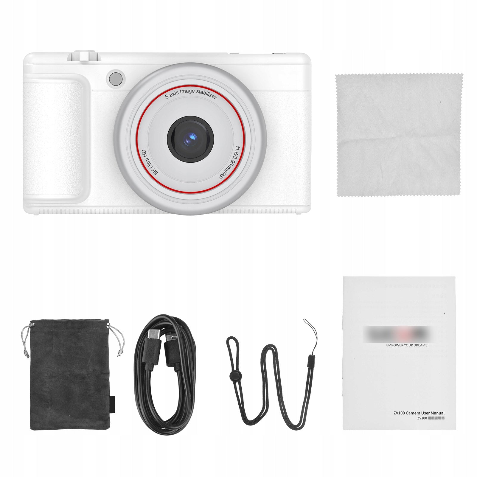 5K Digital Camera 80MP Stabilization Auto Focus 180 Degree Portable R4 Model 2601AGOA