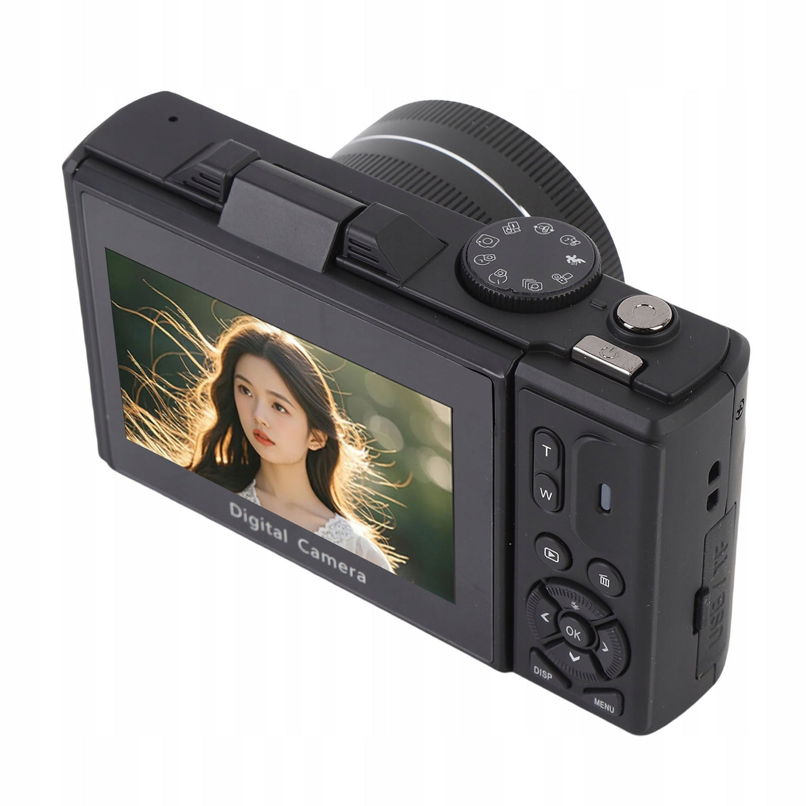 5K Digital Camera, Camera with Flash 3 Inch Flip Screen for Video Resolution 1 Mpx