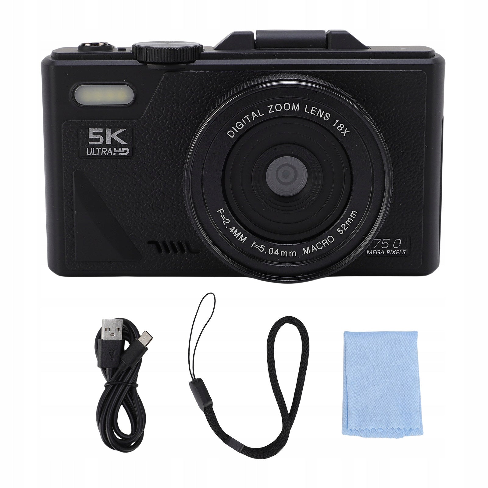 5K Digital Camera for Photography Anti Shake Wi -Fi 75MP Camera Vlog 2V