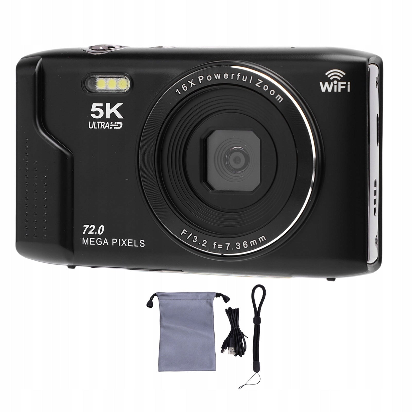 5K Retro Digital Camera 72MP 16x Zoom Zoom AF 2,8 Inch Wi 6F Screen