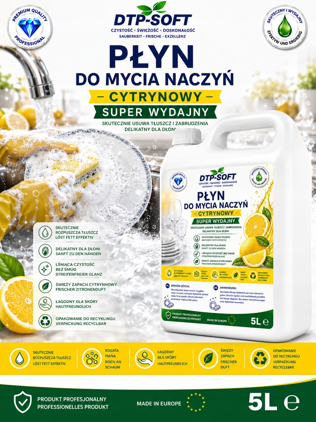 5L LEMON DISHWASHING LIQUID - MODERN FORMULA 5 LITERS PREMIUM Packaging status original