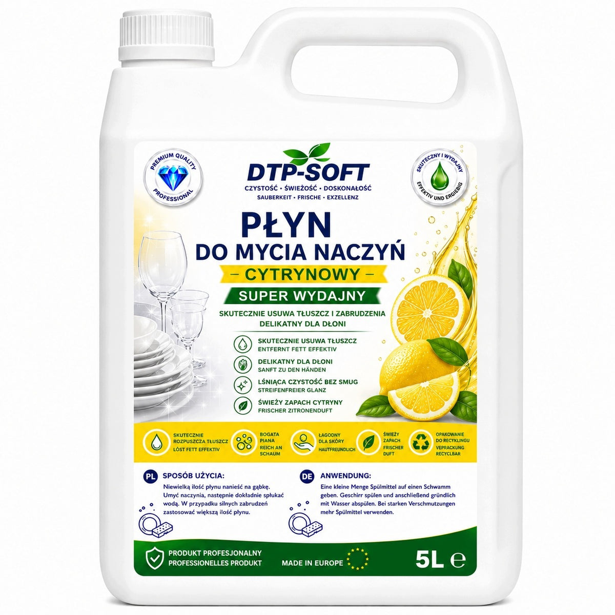 5L LEMON DISHWASHING LIQUID - MODERN FORMULA 5 LITERS PREMIUM