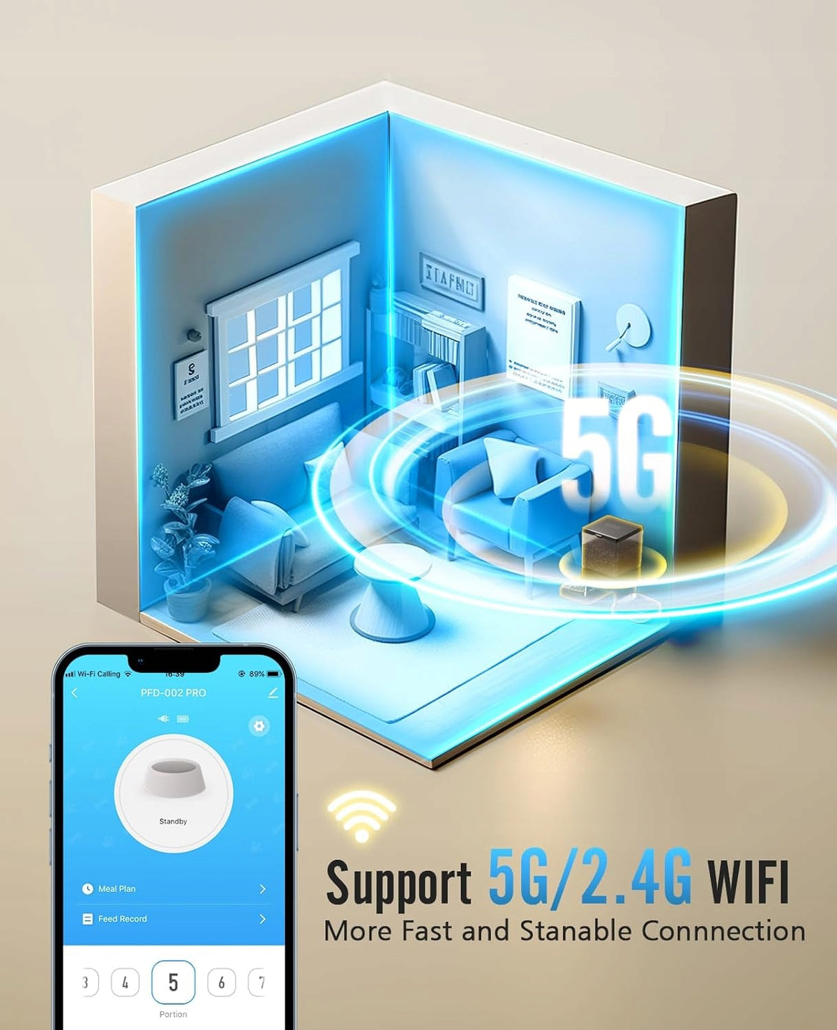 5L WIFI AUTOMATIC FEEDER FOR 2 CATS WITH APPLICATION Packaging status original