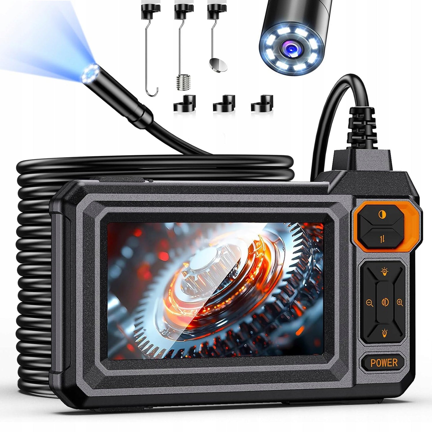 5M HD ENDOSCOPE INSPECTION CAMERA LCD DISPLAY USB 8LED IP67 FOR PIPES
