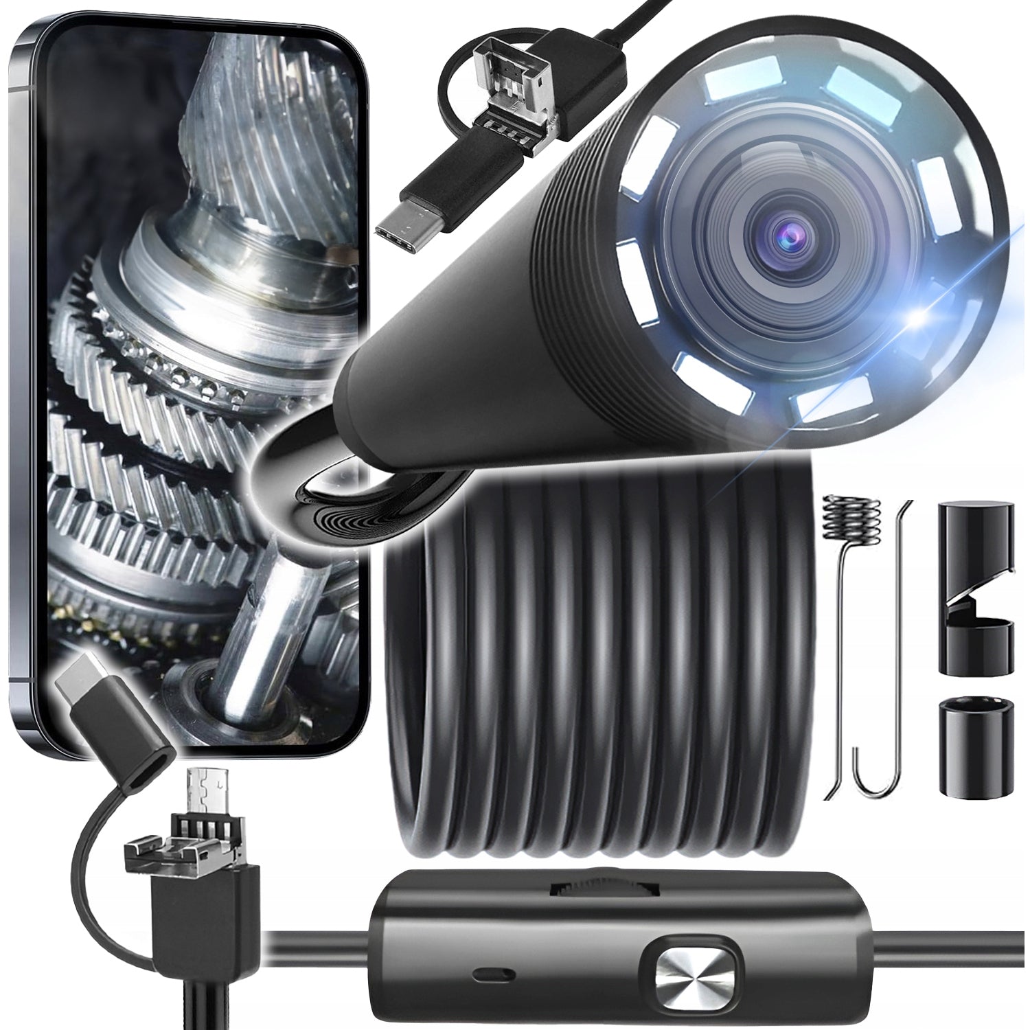5M LED USB-C 3IN1 ENDOSCOPE INSPECTION CAMERA FOR ANDROID PHONE PC HD IP67