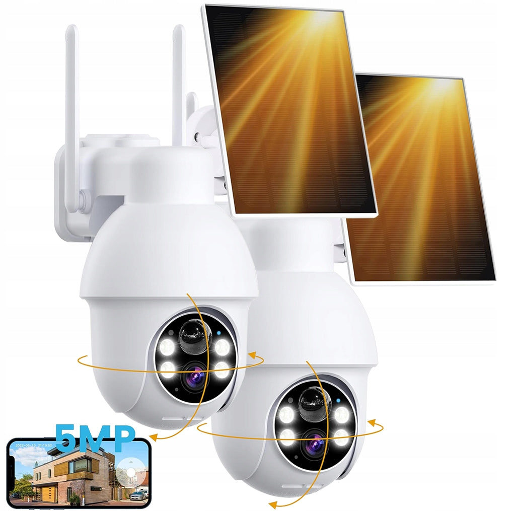 5MPx OUTDOOR SOLAR CAMERA SMART ROTATING IP WIFI FULL HD 4X ZOOM 2pcs Packaging status original