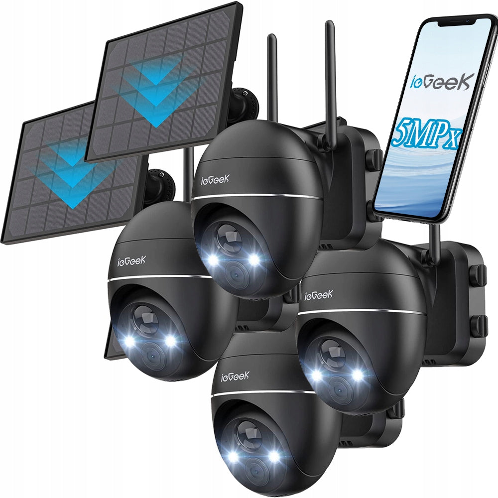 5MPx Outdoor Solar Camera Battery Wireless WIFI Monitoring 4pcs