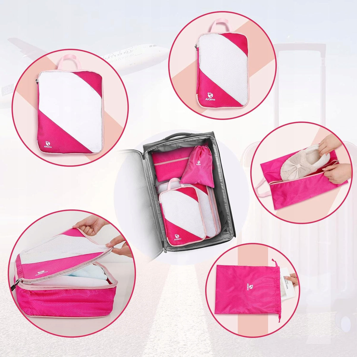 5PCS COMPRESSION ORGANIZERS FOR SUITCASE TRAVEL CUBES FOR PACKING BAGS Manufacturer code 2DV23AXA