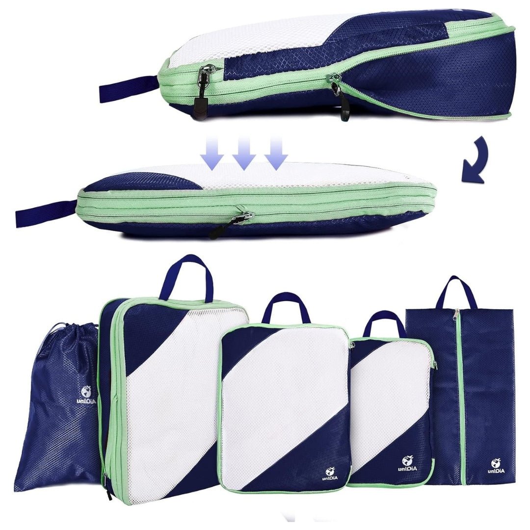 5PCS COMPRESSION ORGANIZERS FOR SUITCASE TRAVEL CUBES FOR PACKING BAGS