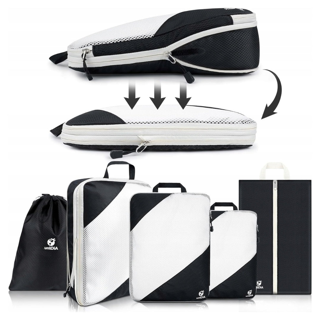 5PCS COMPRESSION ORGANIZERS FOR SUITCASE TRAVEL CUBES FOR PACKING BAGS