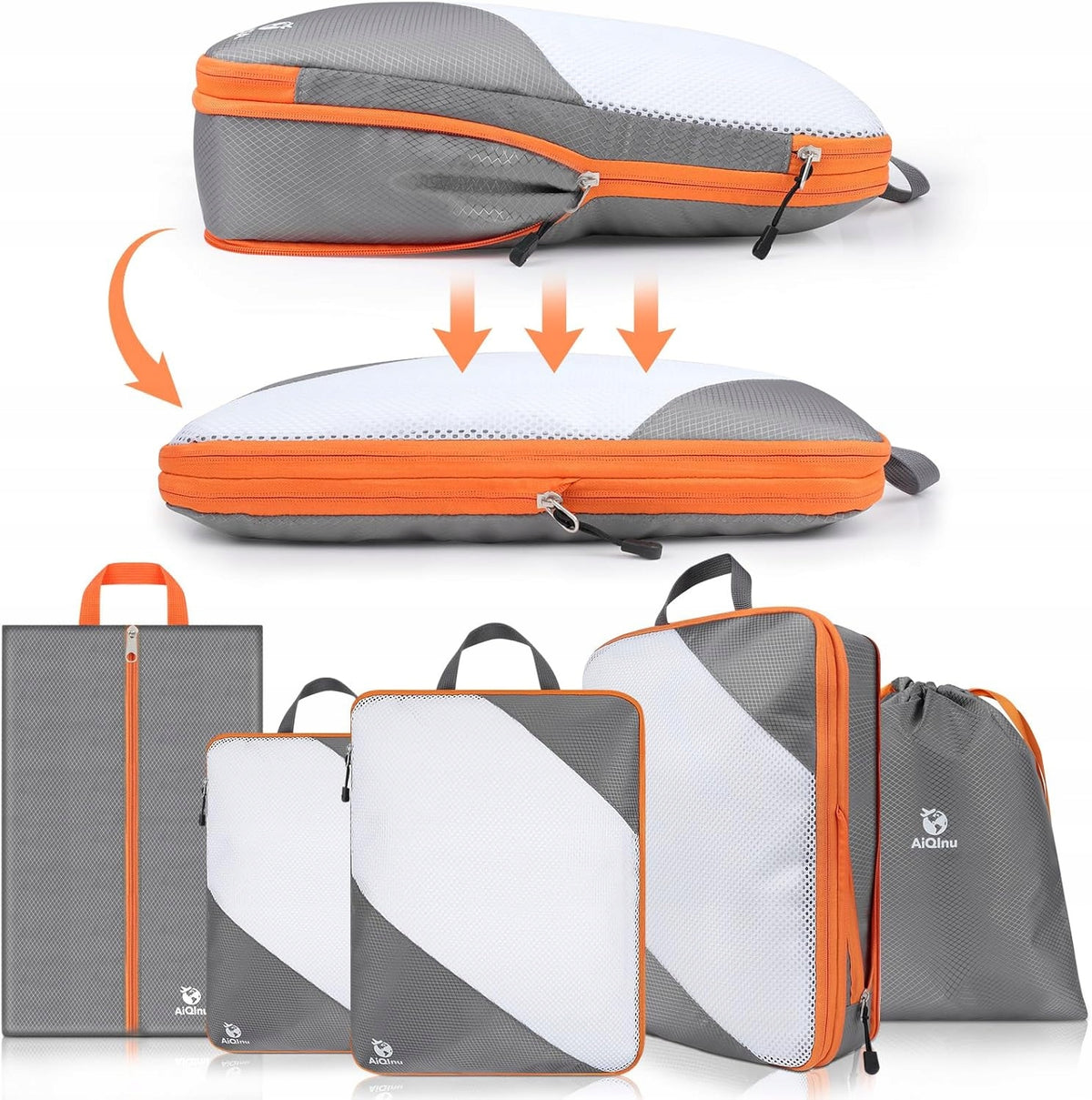 5PCS COMPRESSION ORGANIZERS FOR SUITCASE TRAVEL CUBES FOR PACKING BAGS