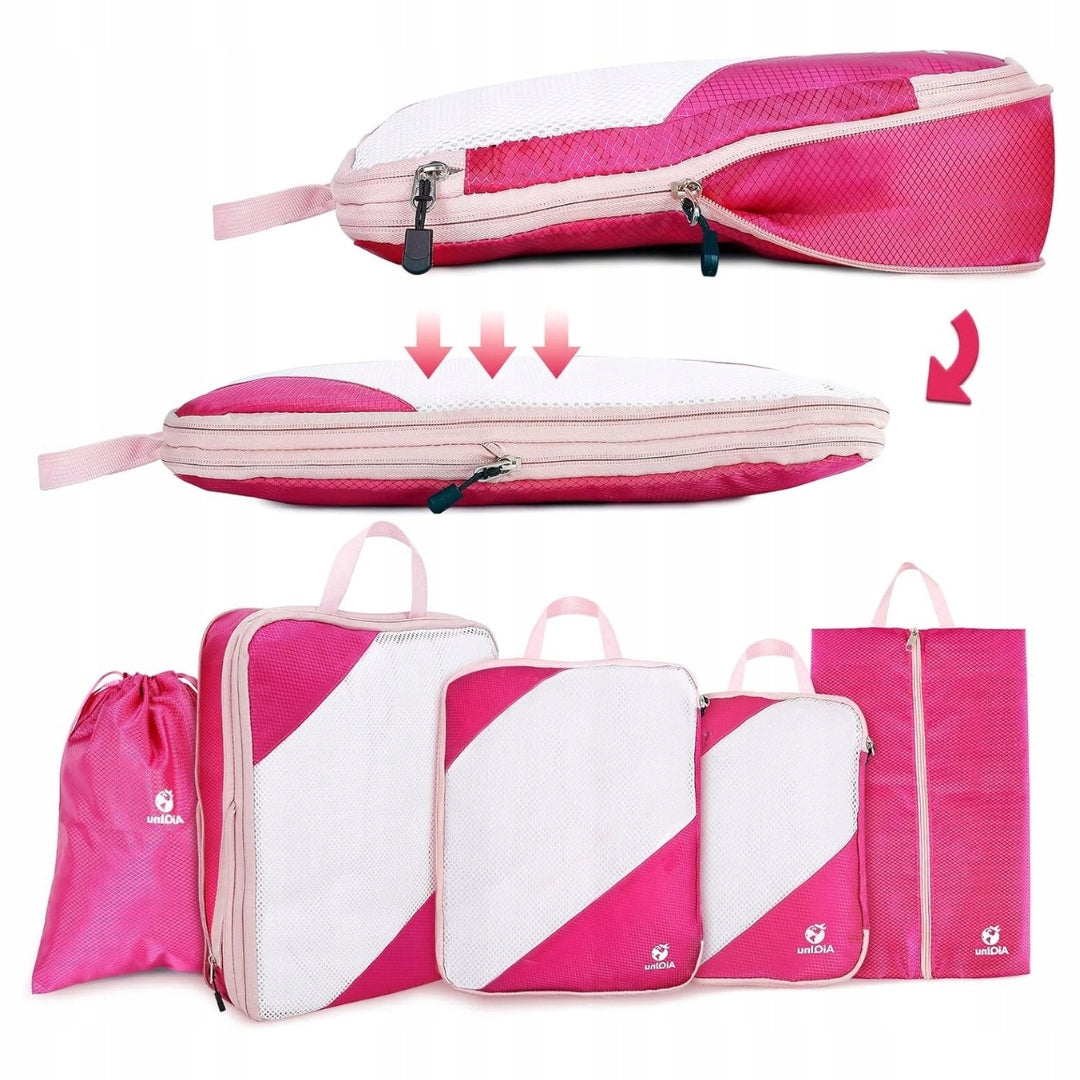 5PCS COMPRESSION ORGANIZERS FOR SUITCASE TRAVEL CUBES FOR PACKING BAGS