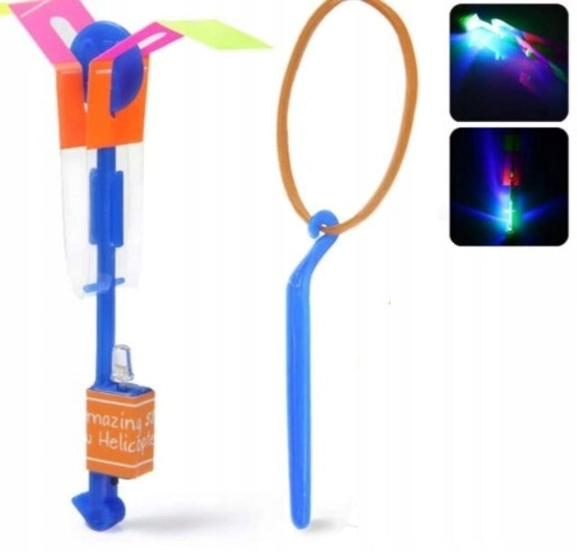5PCS Glowing Helicopter LED Slingshot Windmill, Flying Toy